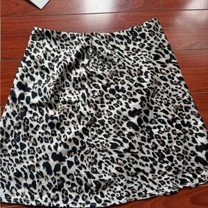 Princess Polly Black and Cream Leopard A-Line Skirt